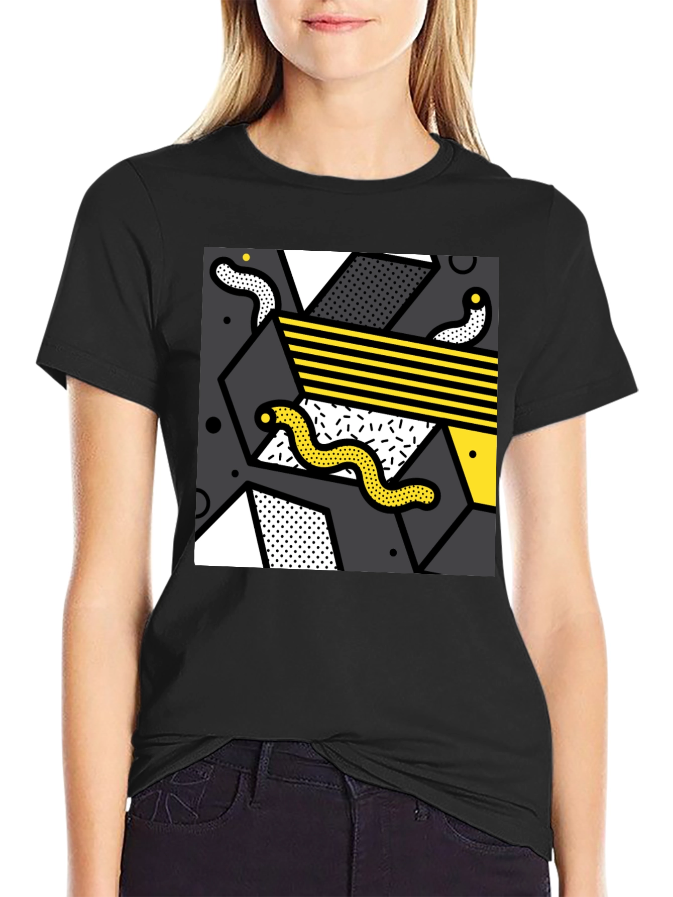 Abstract Graphic Print Crew Neck T-Shirt