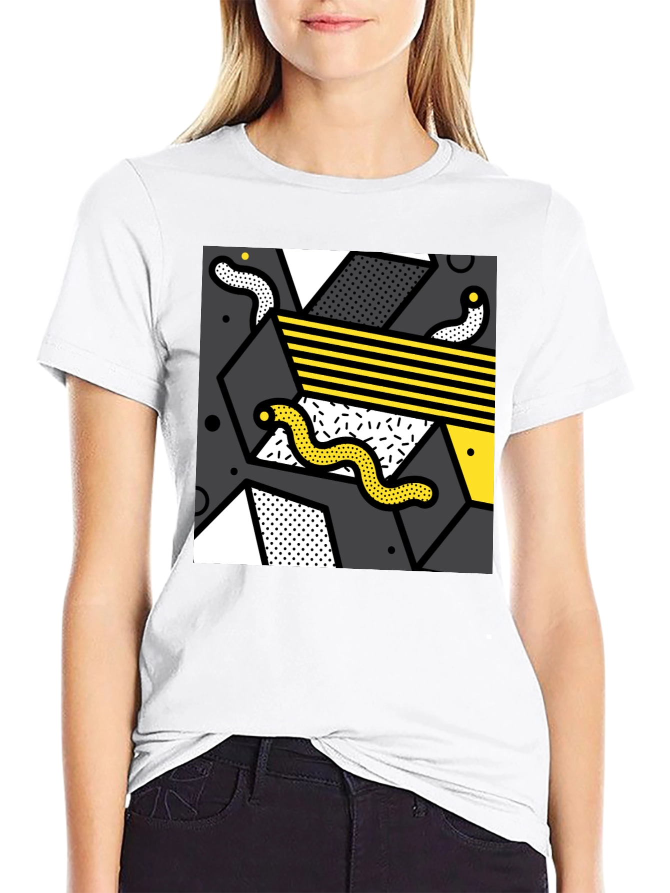 Abstract Graphic Print Crew Neck T-Shirt