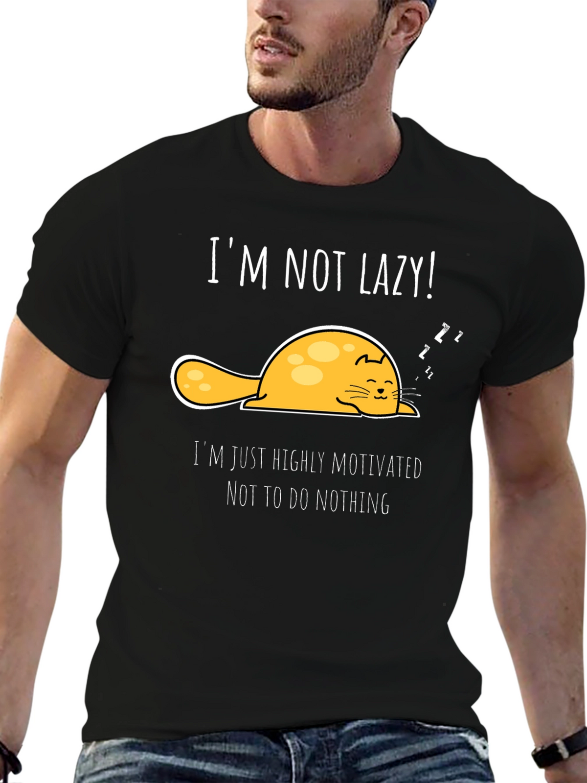 Lazy Cat T-Shirt - Highly Motivated To Do Nothing