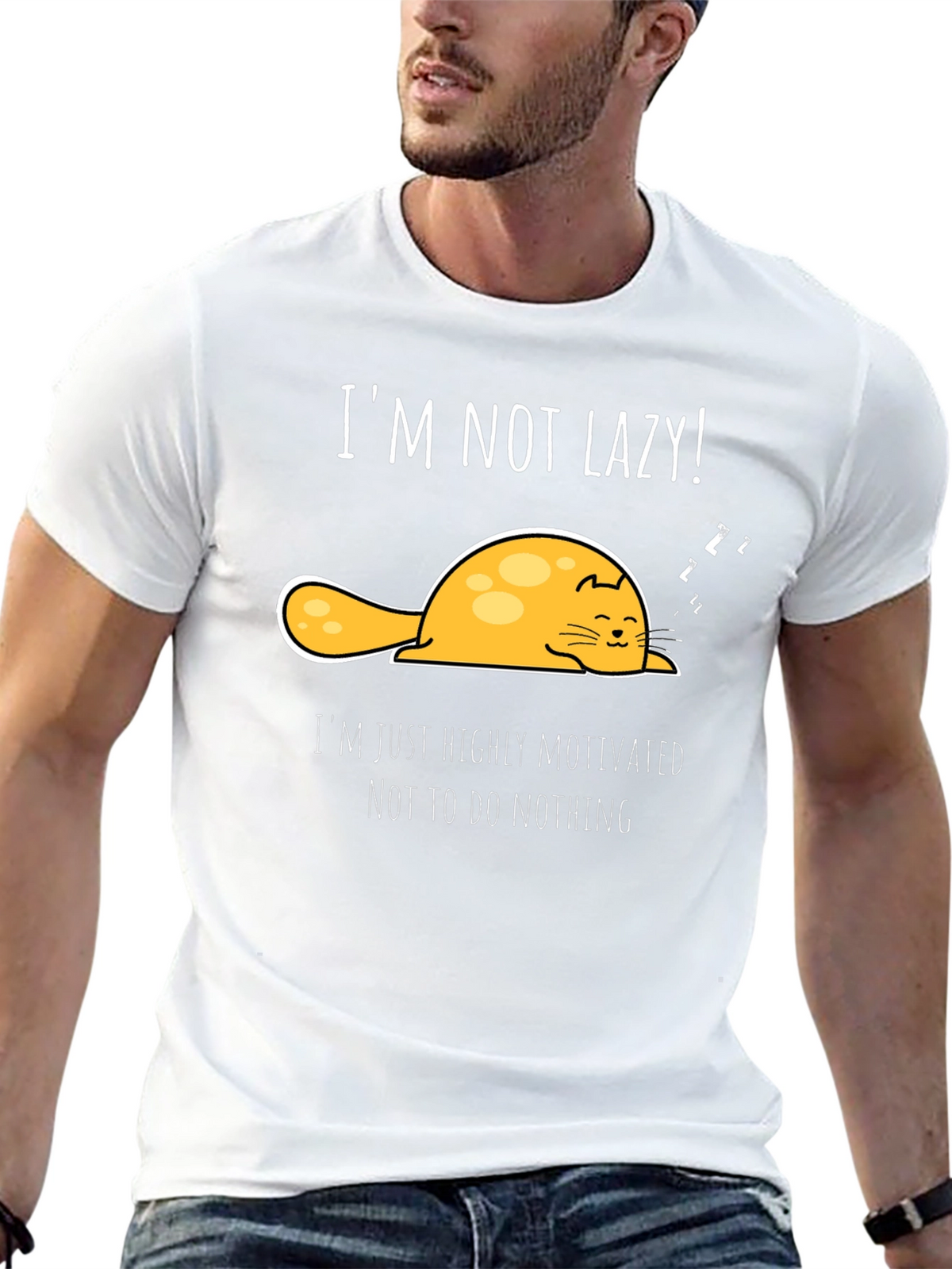 Lazy Cat T-Shirt - Highly Motivated To Do Nothing