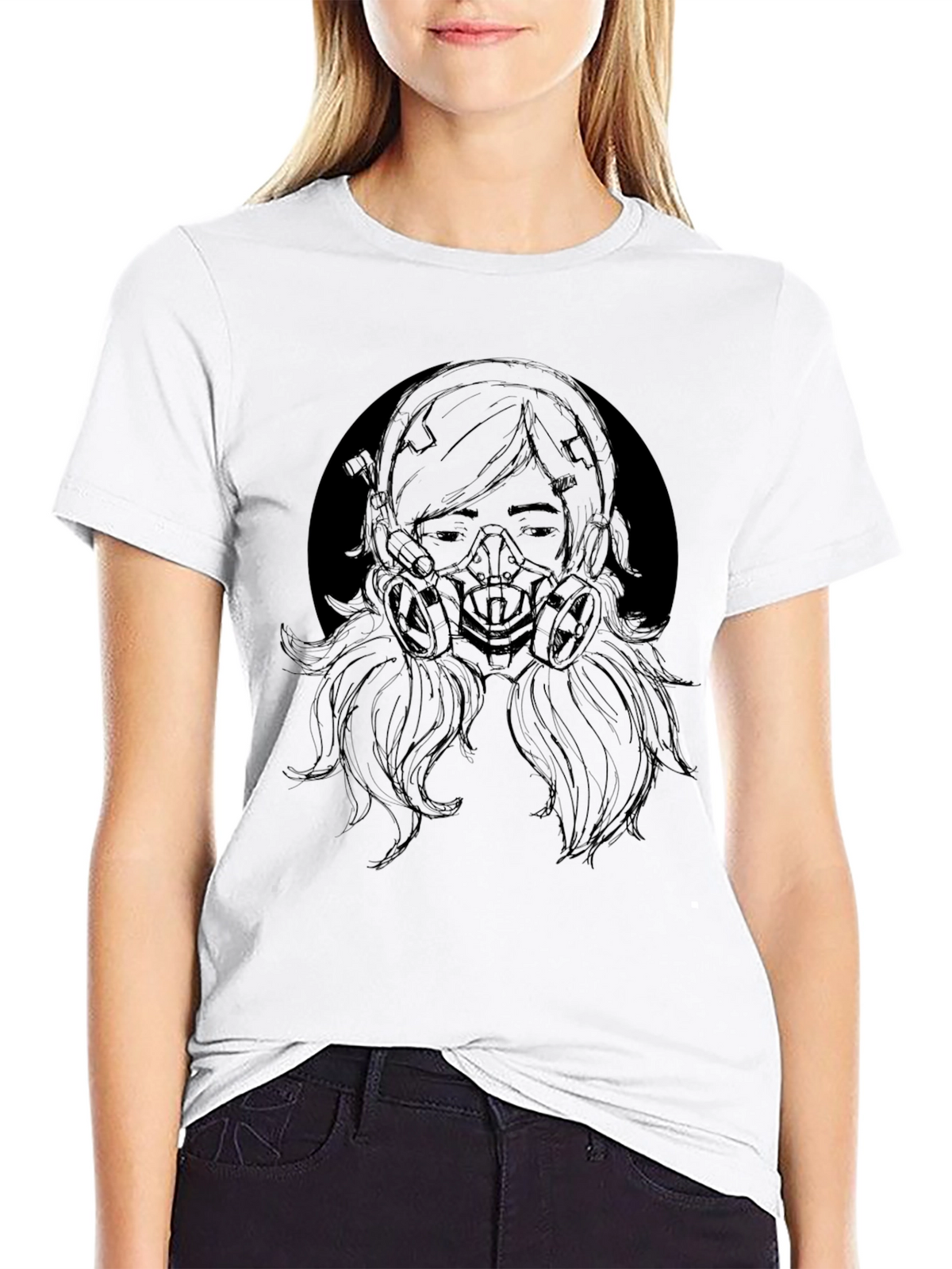 Gas Mask Girl Graphic Tee - Black T-Shirt