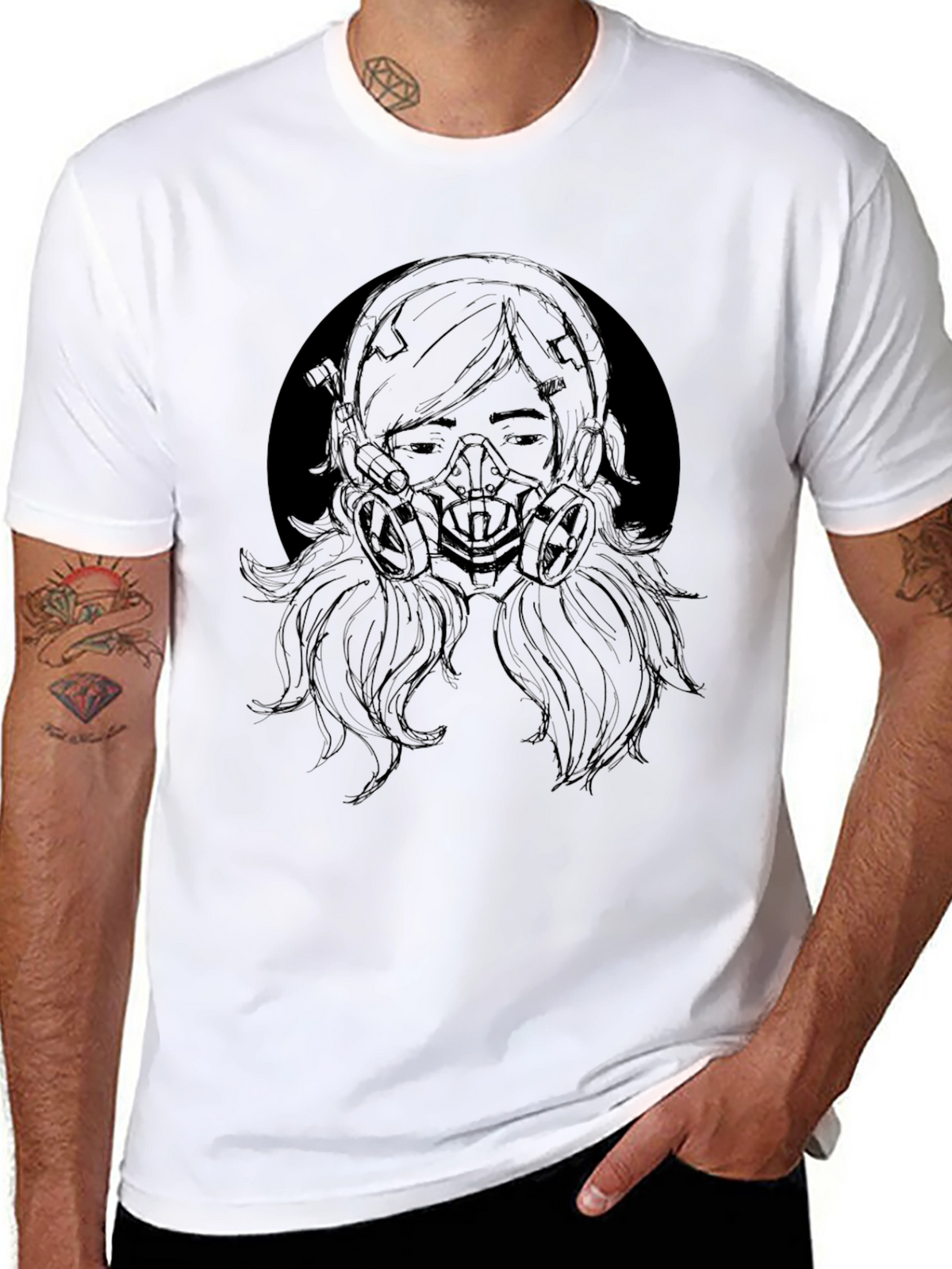 Gas Mask Girl Graphic Tee - Black T-Shirt