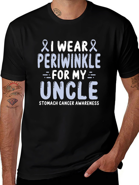 Periwinkle Ribbon Uncle Stomach Cancer Awareness T-Shirt