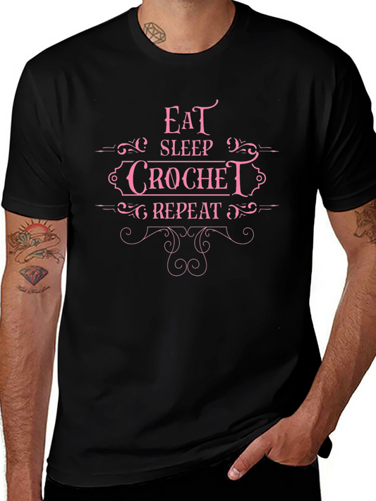 Eat Sleep Crochet Repeat Graphic Tee