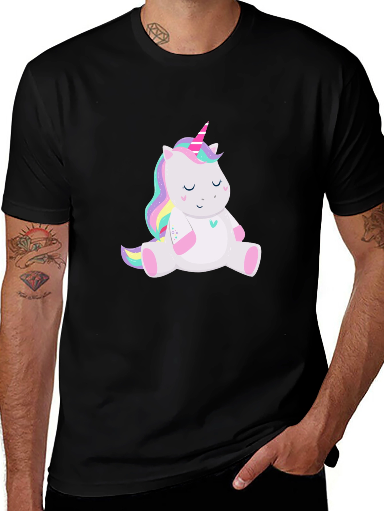 Cute Unicorn Graphic Black T-Shirt