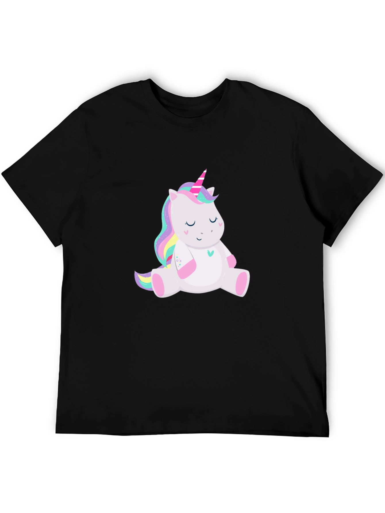 Cute Unicorn Graphic Black T-Shirt