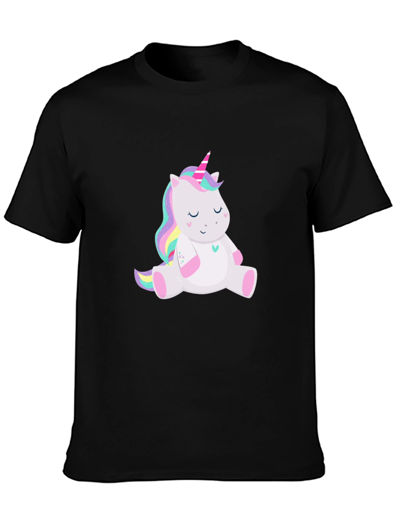 Cute Unicorn Graphic Black T-Shirt