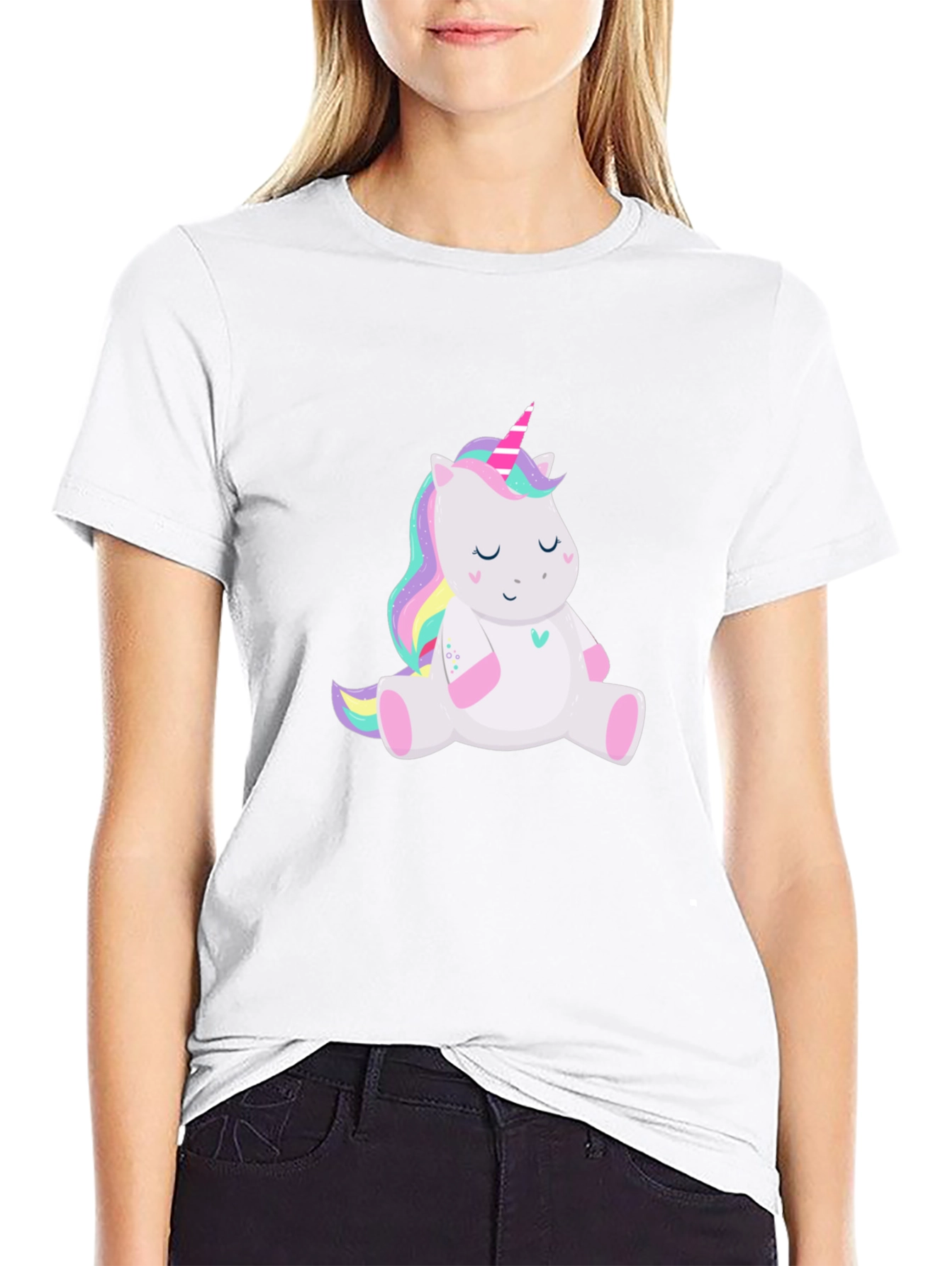 Cute Unicorn Graphic Black T-Shirt
