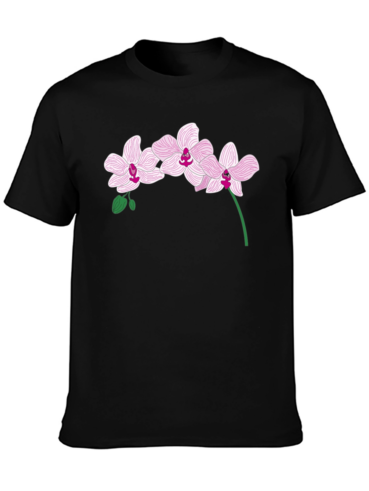 Orchid Flower Graphic T-Shirt - Black
