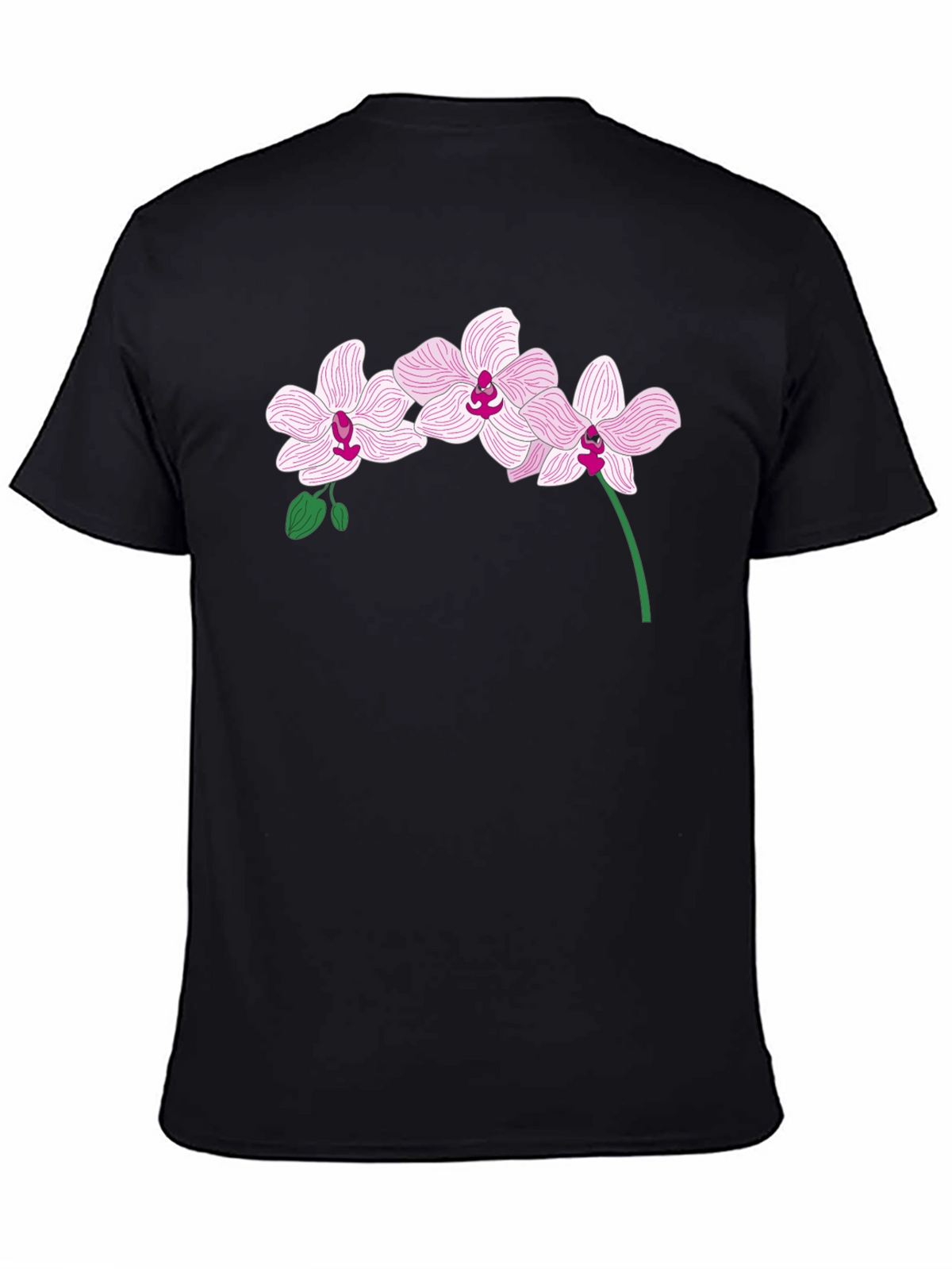 Orchid Flower Graphic T-Shirt - Black