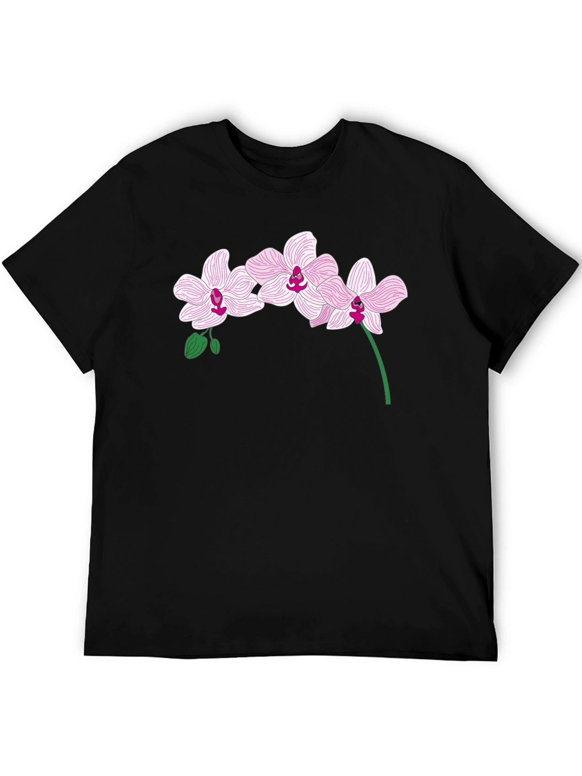 Orchid Flower Graphic T-Shirt - Black