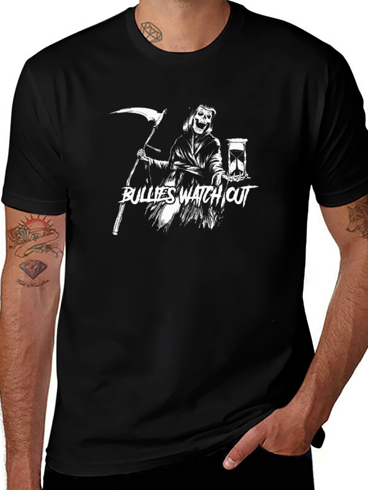 Grim Reaper Bullies Watch Out Graphic T-Shirt