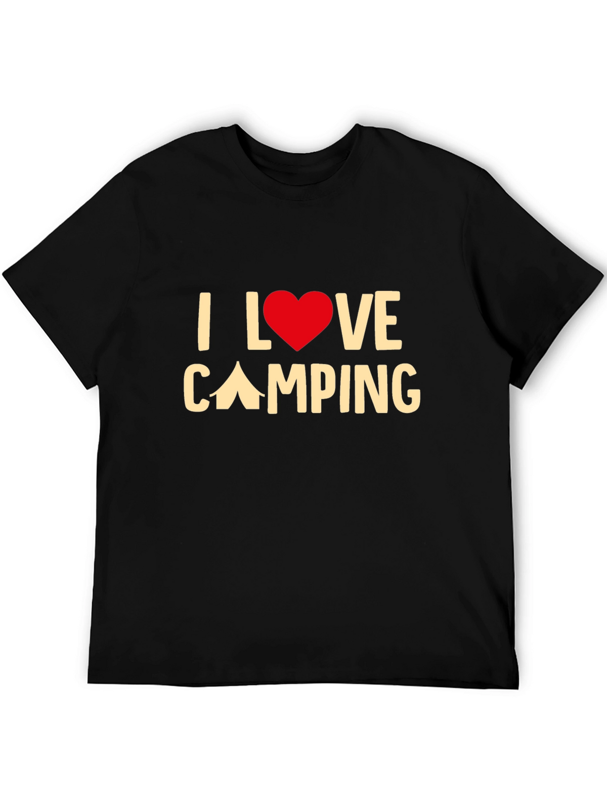 I Love Camping Graphic Tee - Black Cotton T-Shirt