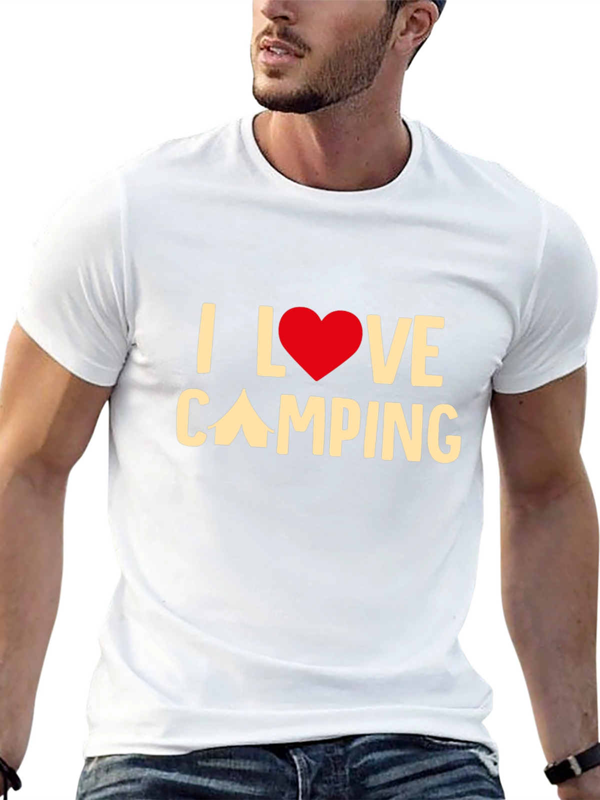 I Love Camping Graphic Tee - Black Cotton T-Shirt