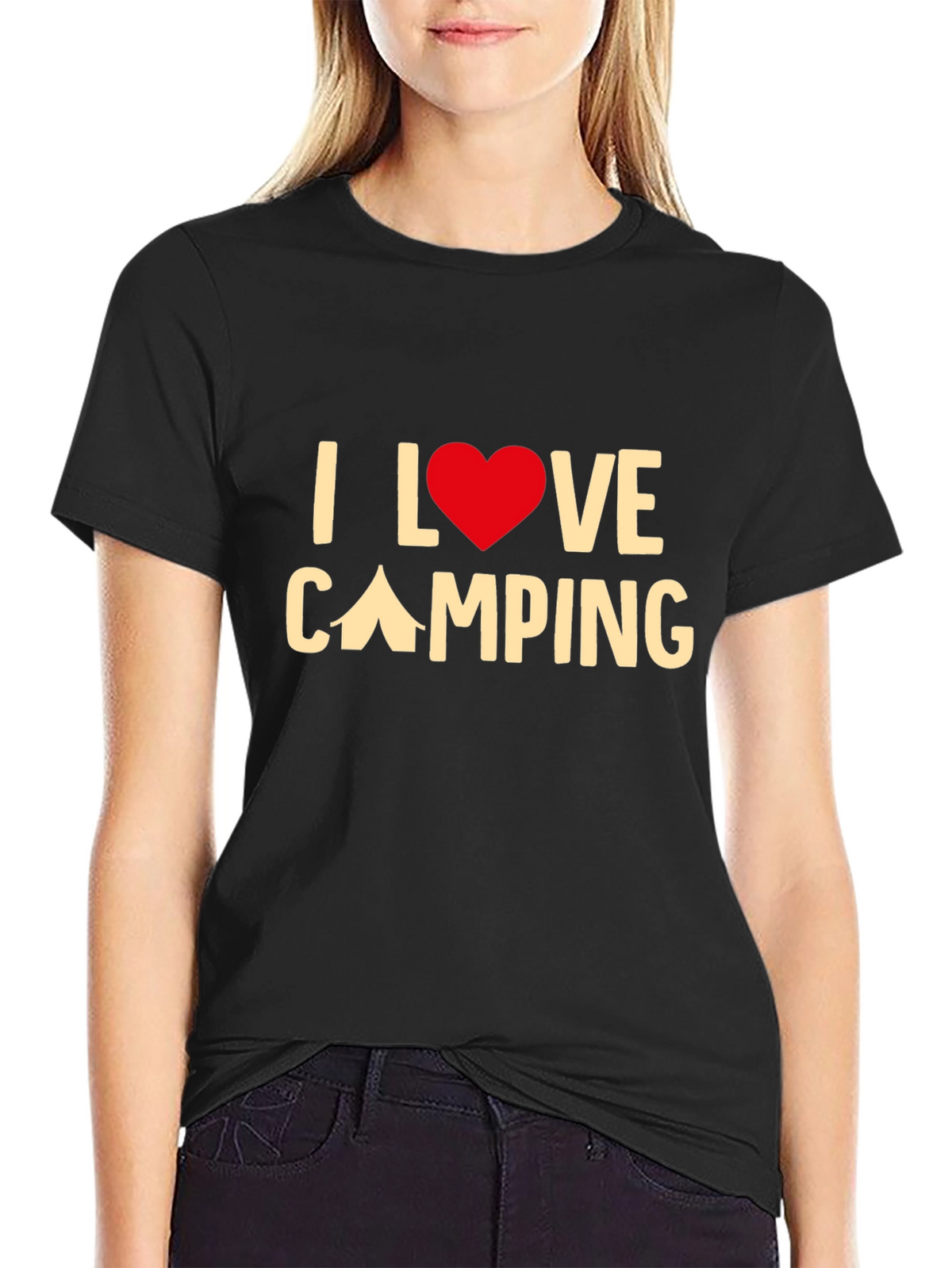 I Love Camping Graphic Tee - Black Cotton T-Shirt