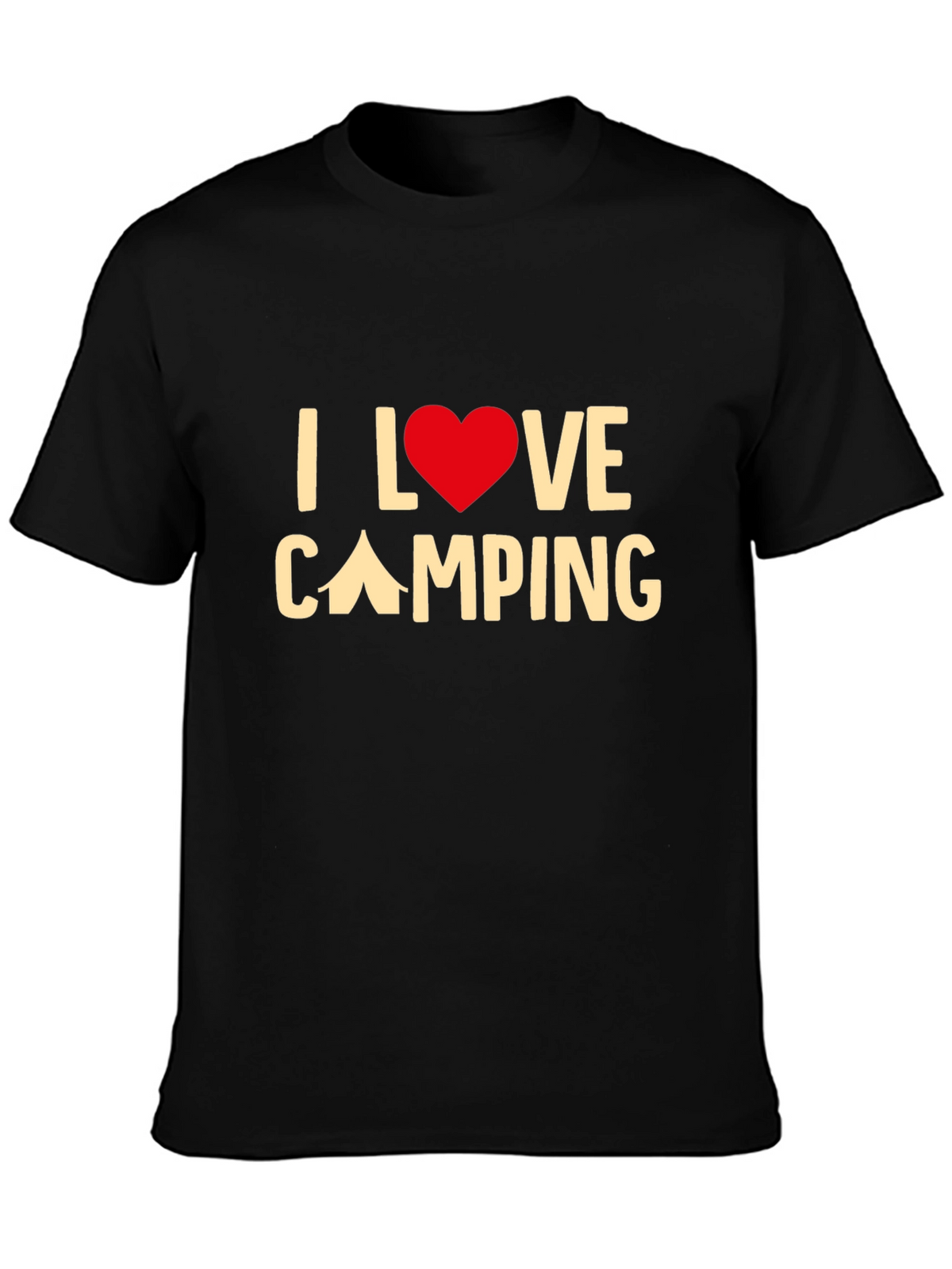 I Love Camping Graphic Tee - Black Cotton T-Shirt