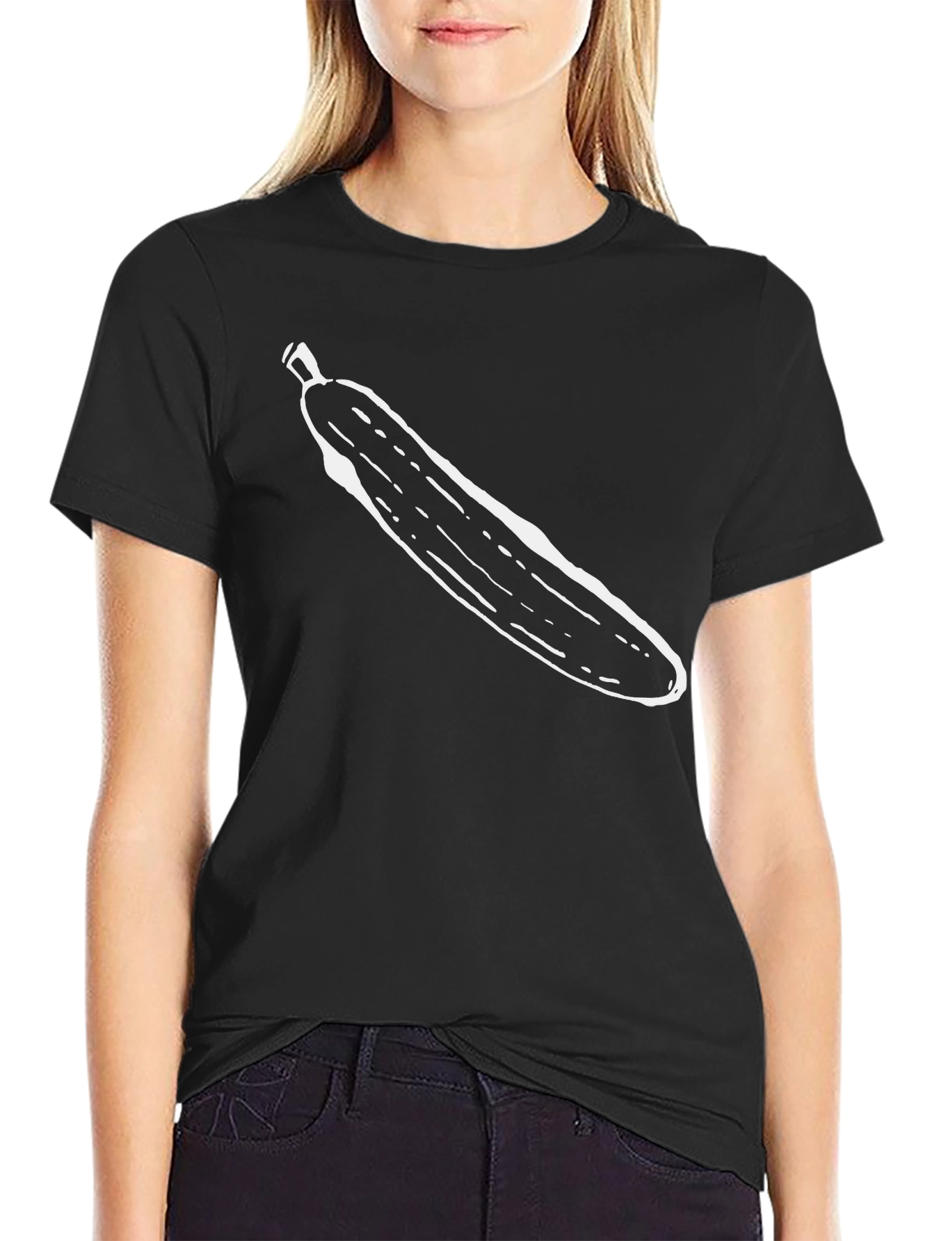 Funny Pickle Graphic Tee - Black Cotton T-Shirt