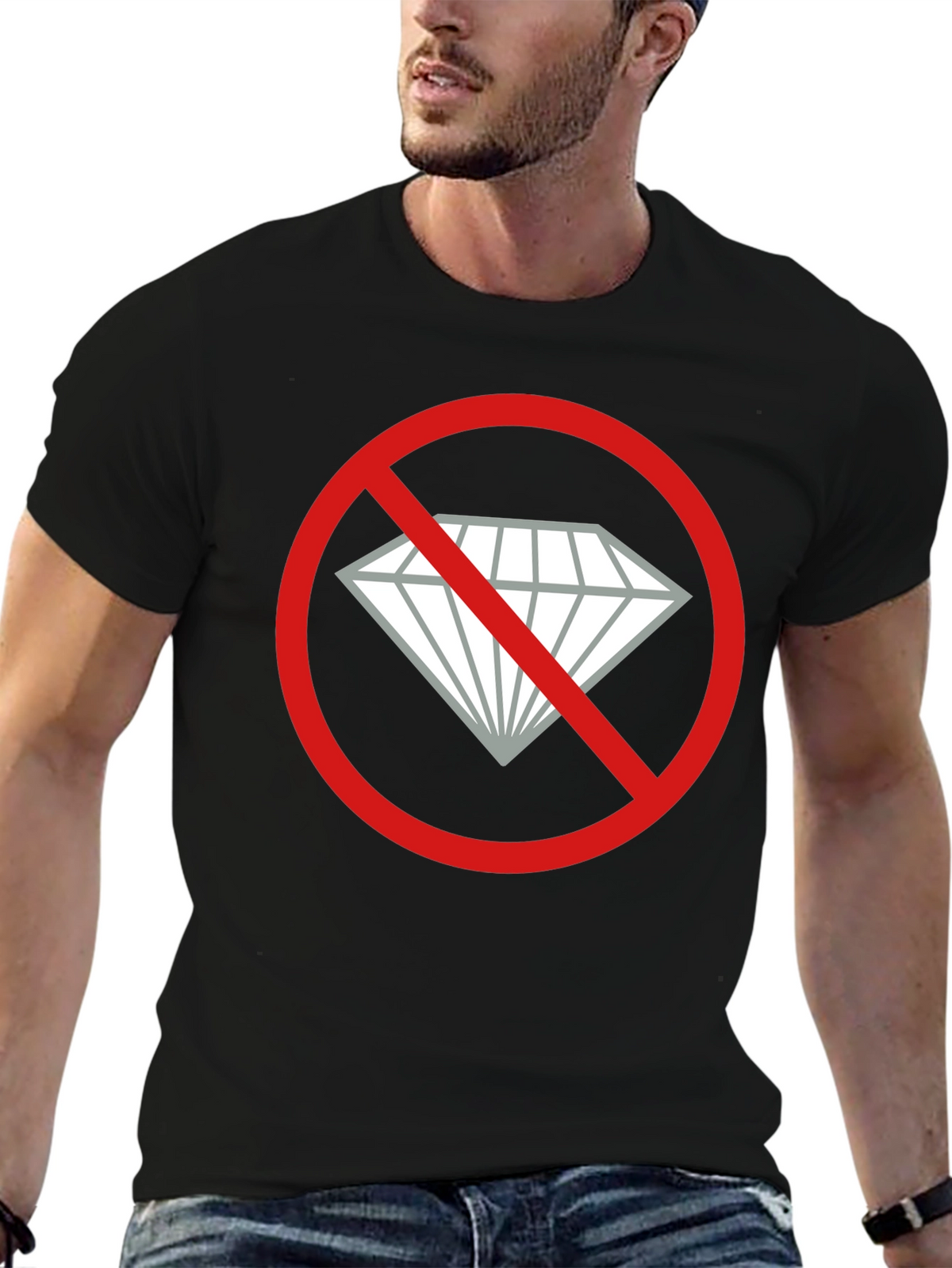 No Diamonds Graphic Tee - Black Cotton T-Shirt