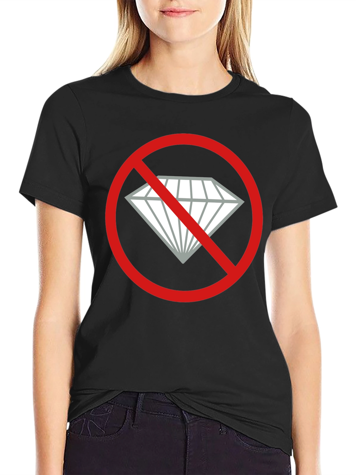 No Diamonds Graphic Tee - Black Cotton T-Shirt