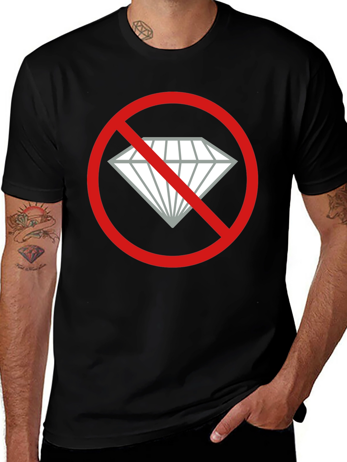 No Diamonds Graphic Tee - Black Cotton T-Shirt