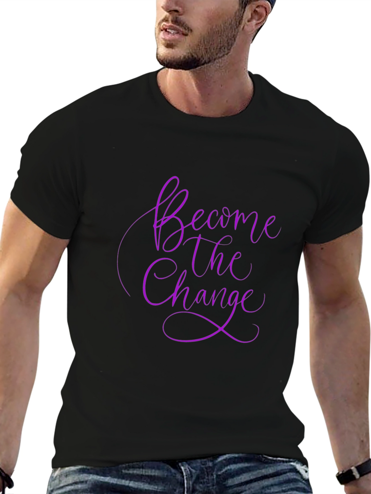 Become The Change Black Graphic Tee Shirt