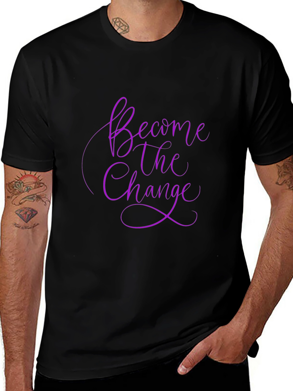 Become The Change Black Graphic Tee Shirt