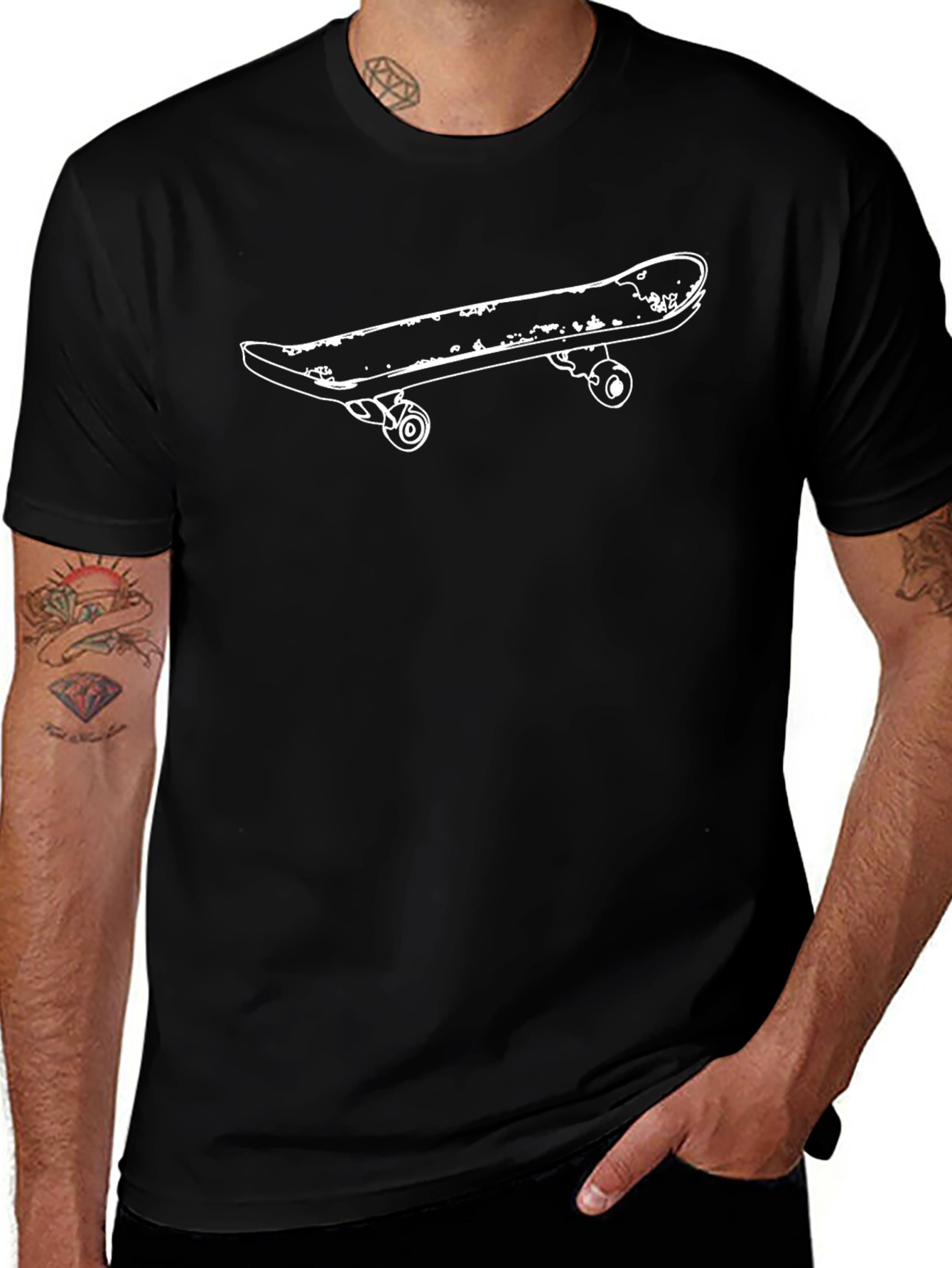 Skateboard Graphic Tee - Cool Black Shirt