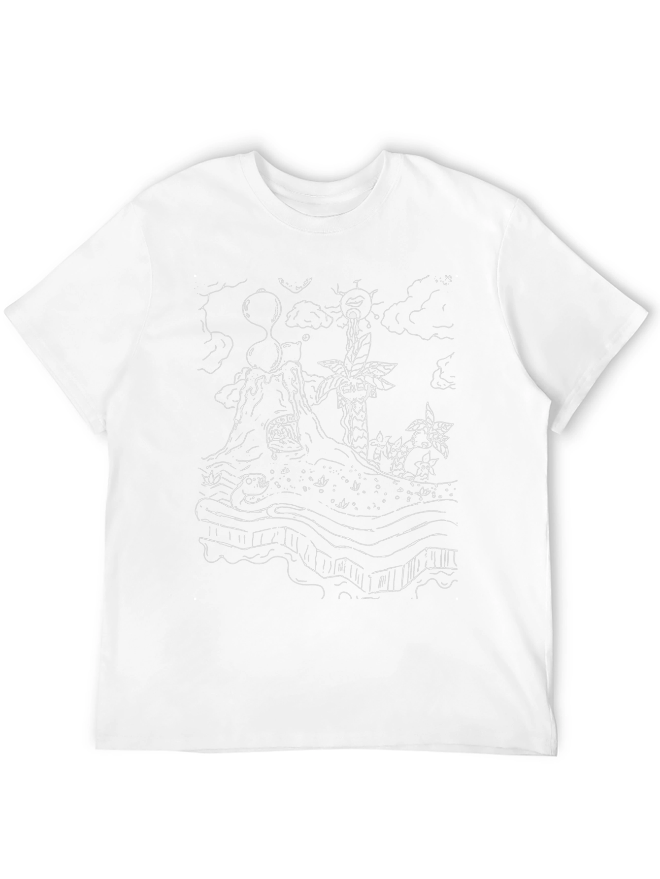 Unique Graphic Tee - Island Design - Black