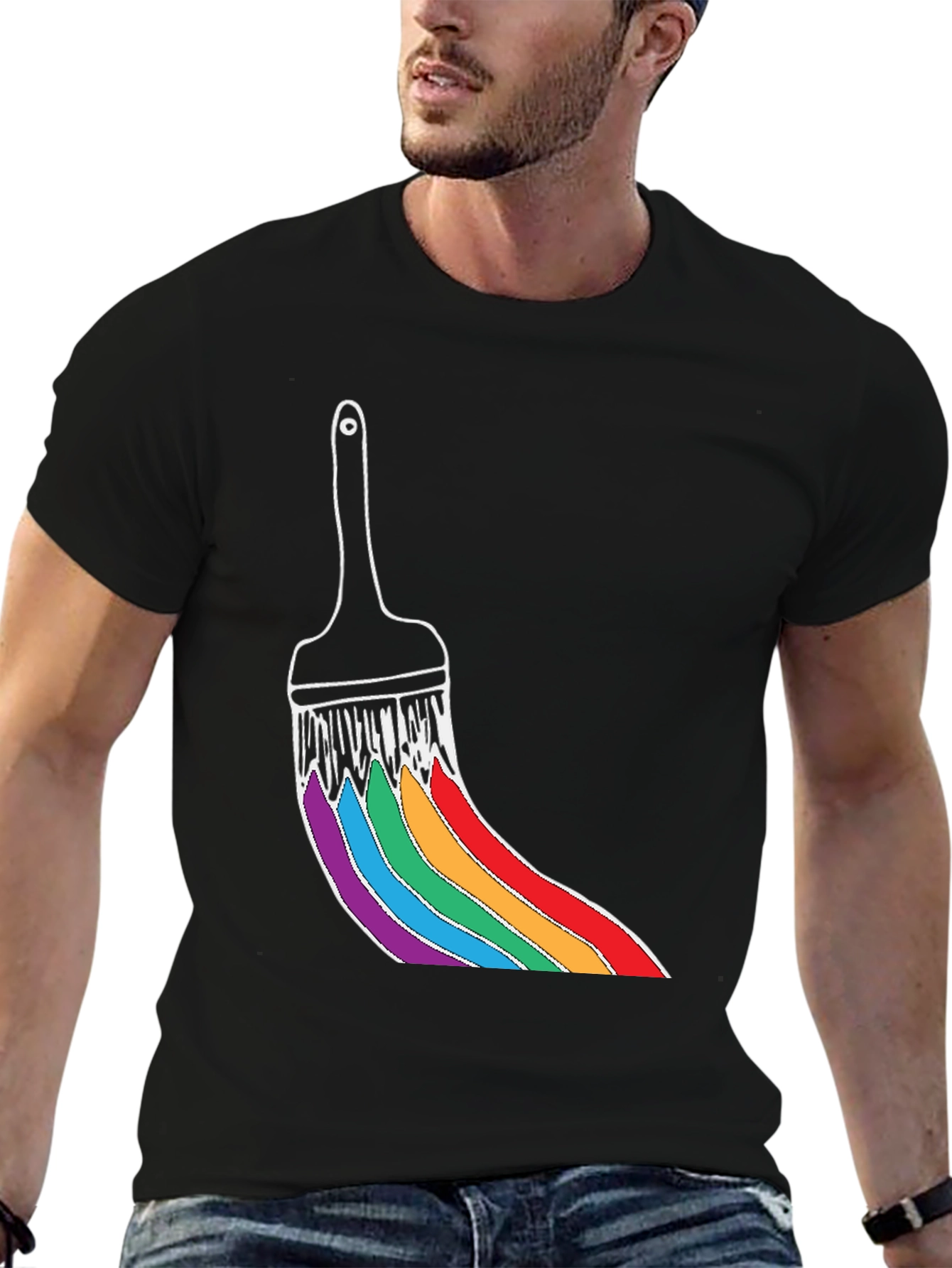 Rainbow Paint Brush Graphic Tee - Unisex