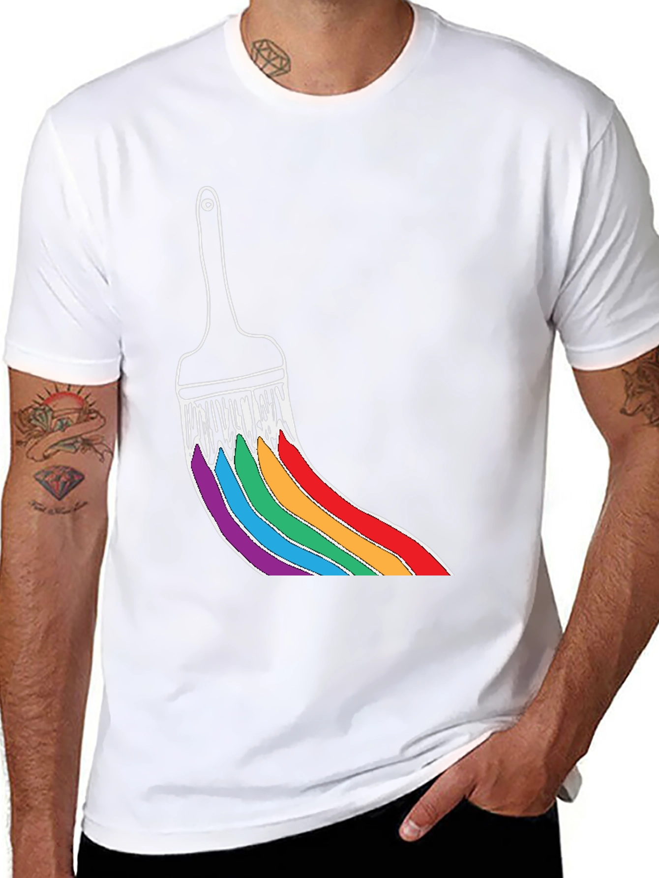 Rainbow Paint Brush Graphic Tee - Unisex