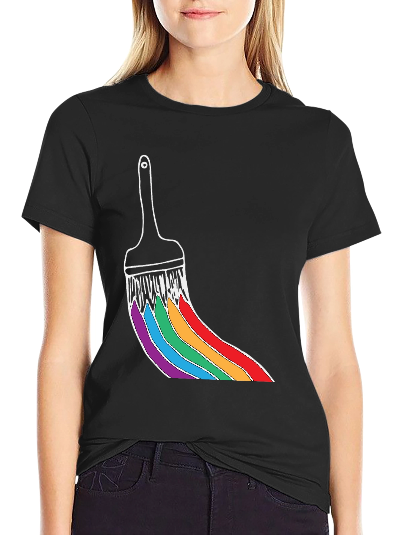 Rainbow Paint Brush Graphic Tee - Unisex