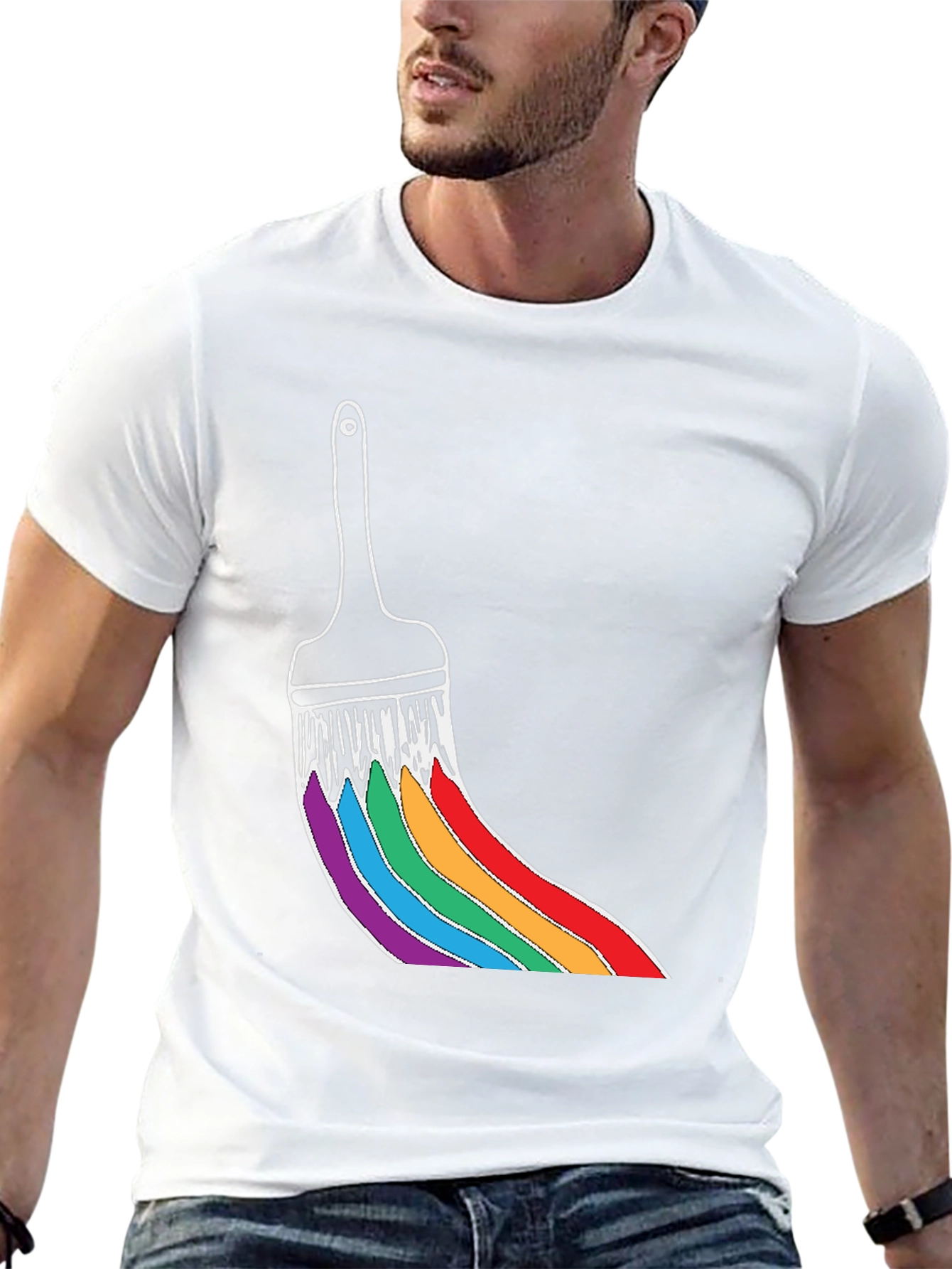 Rainbow Paint Brush Graphic Tee - Unisex
