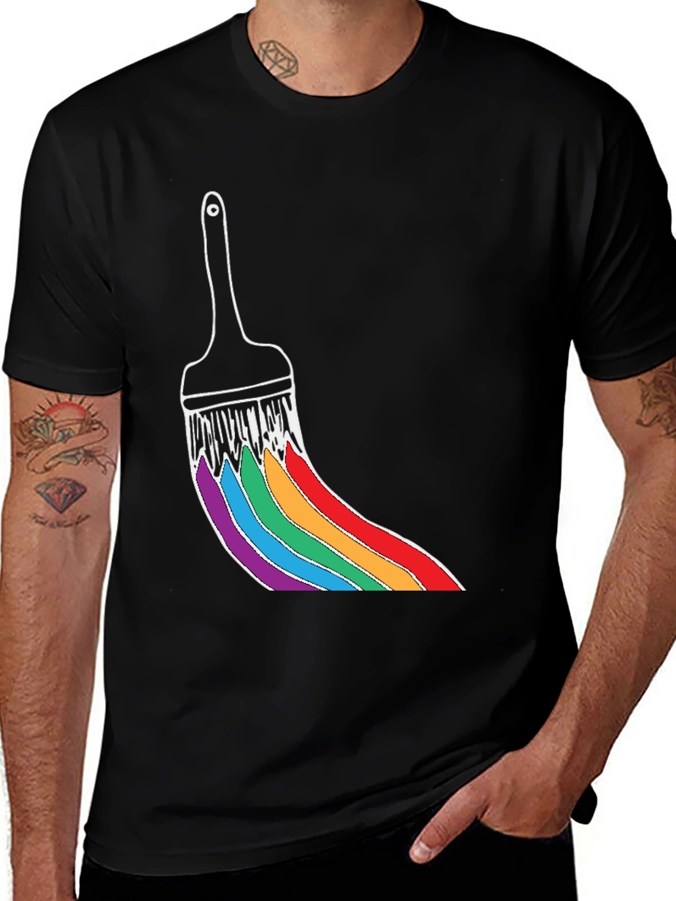 Rainbow Paint Brush Graphic Tee - Unisex