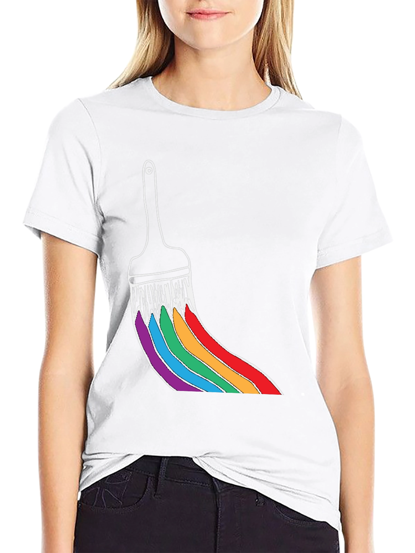 Rainbow Paint Brush Graphic Tee - Unisex