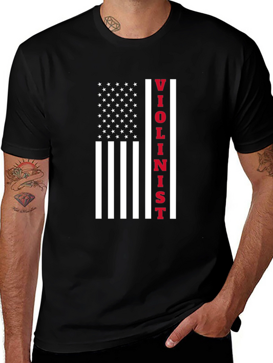 Violinist USA Flag T-Shirt - Patriotic Music Tee