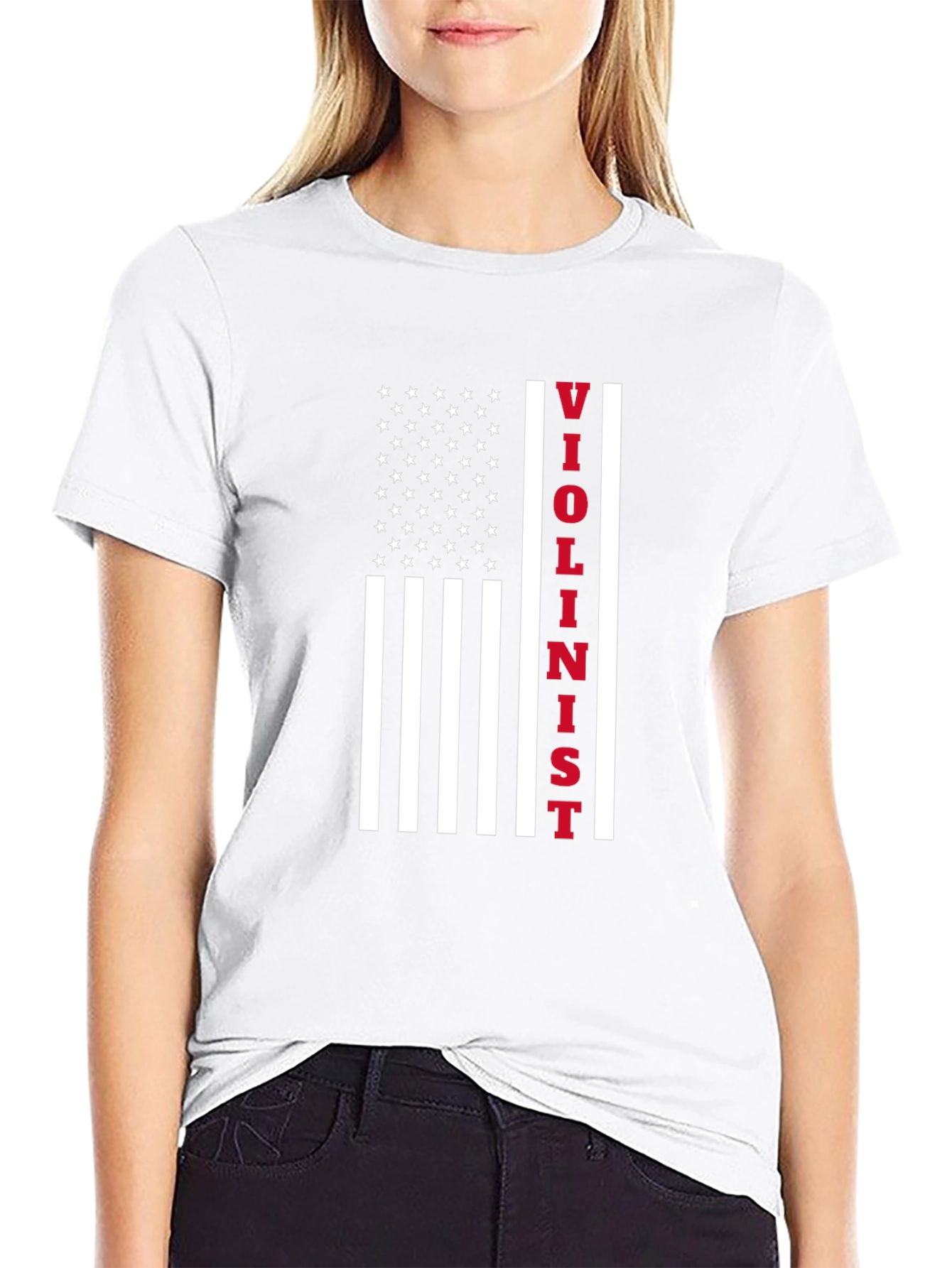 Violinist USA Flag T-Shirt - Patriotic Music Tee