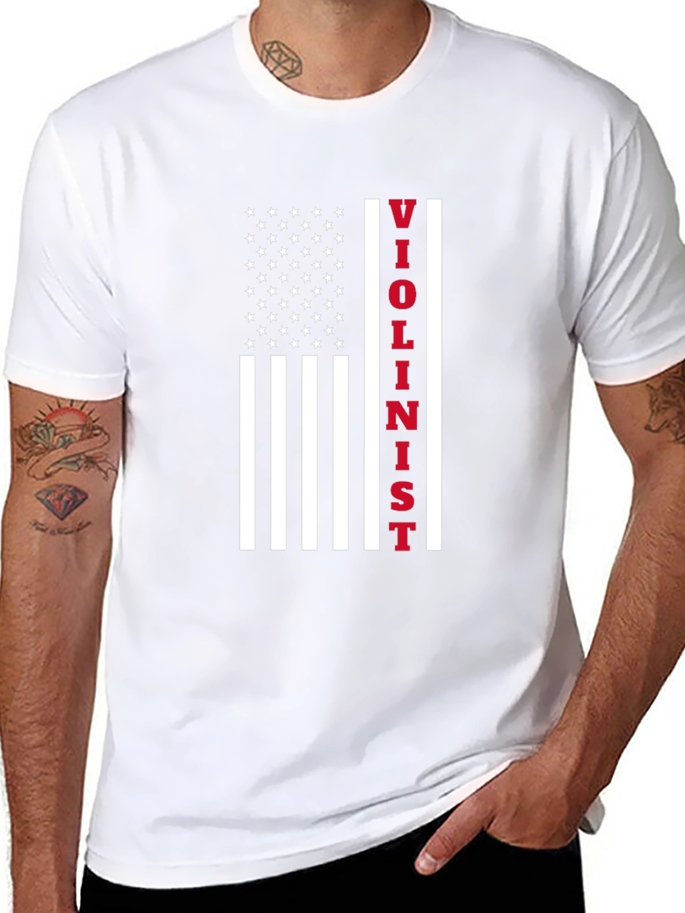 Violinist USA Flag T-Shirt - Patriotic Music Tee