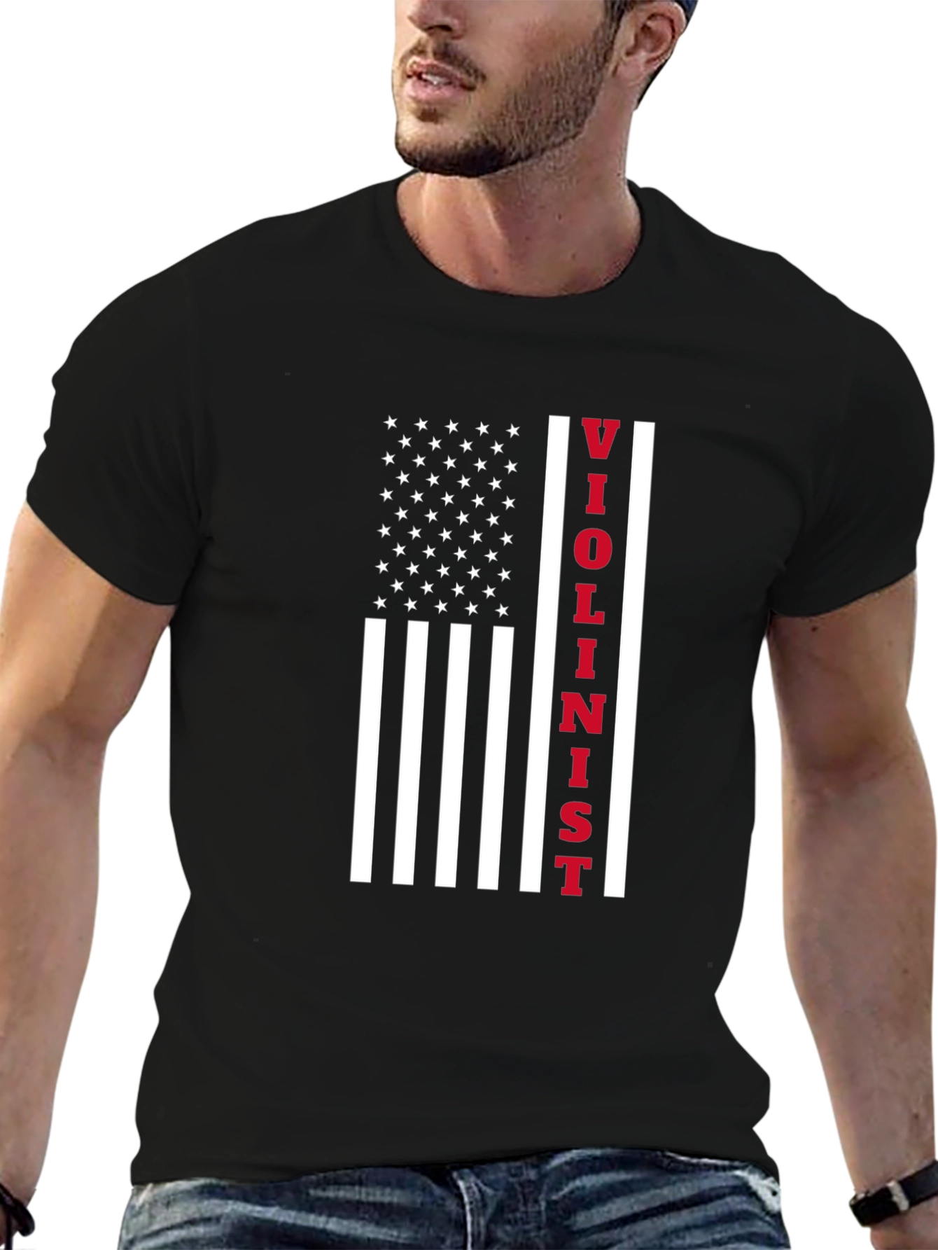 Violinist USA Flag T-Shirt - Patriotic Music Tee