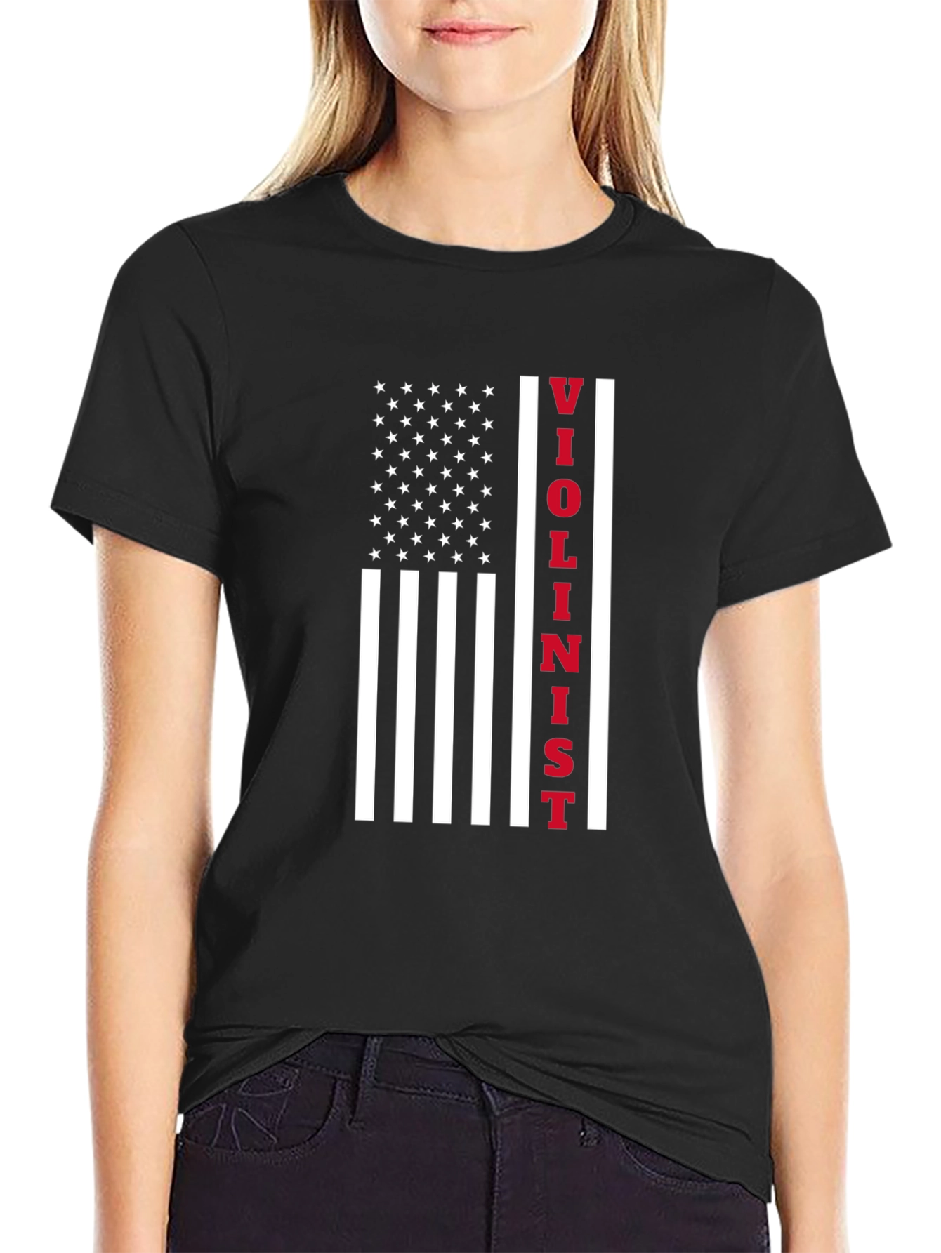 Violinist USA Flag T-Shirt - Patriotic Music Tee
