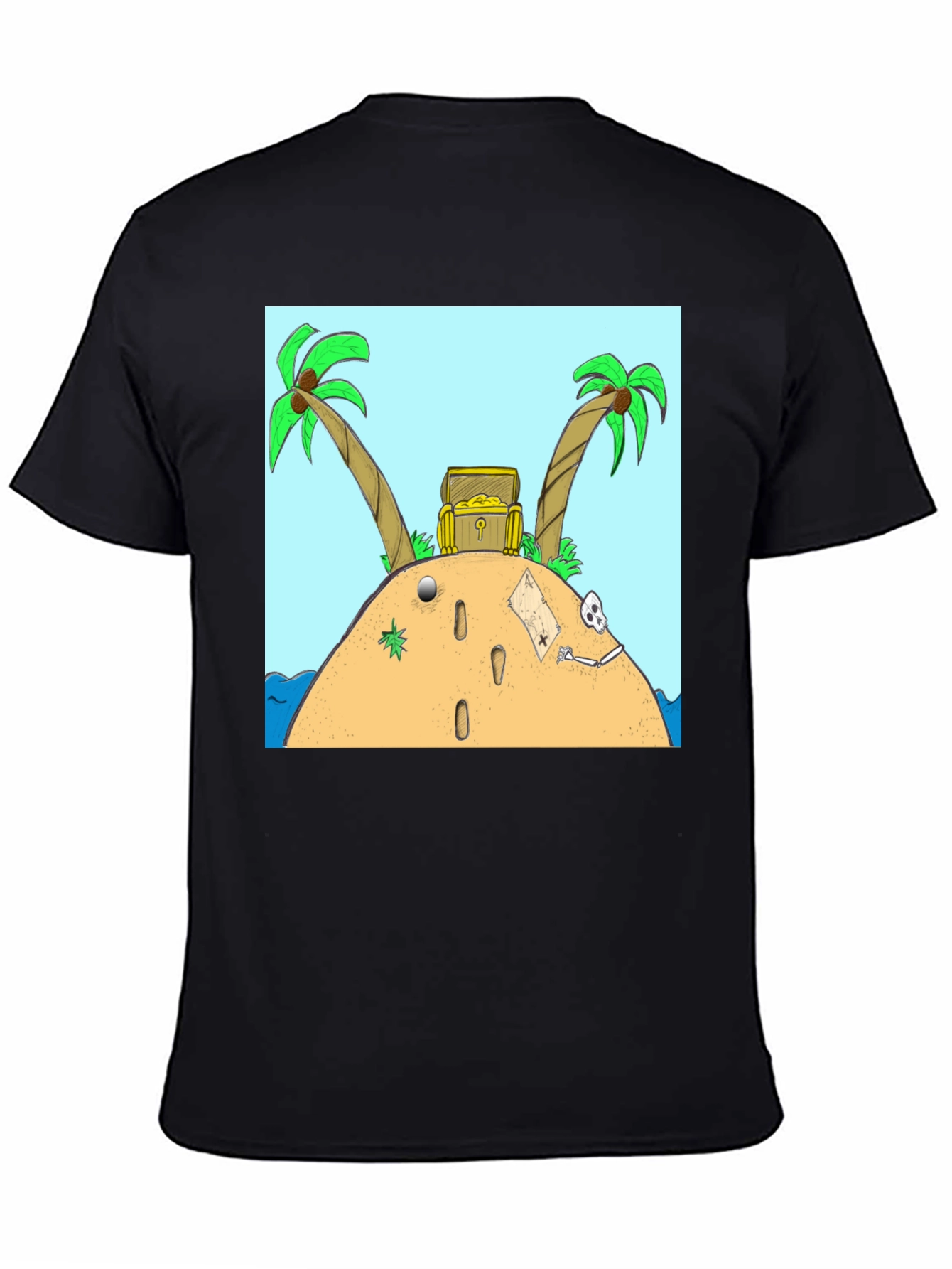 Island Treasure Chest Graphic Tee - Black Cotton Blend