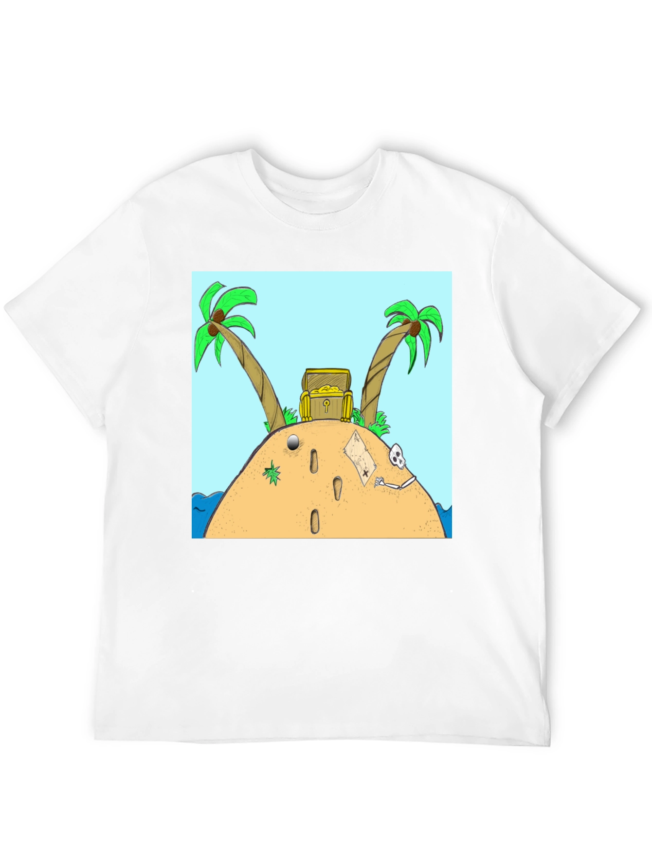Island Treasure Chest Graphic Tee - Black Cotton Blend