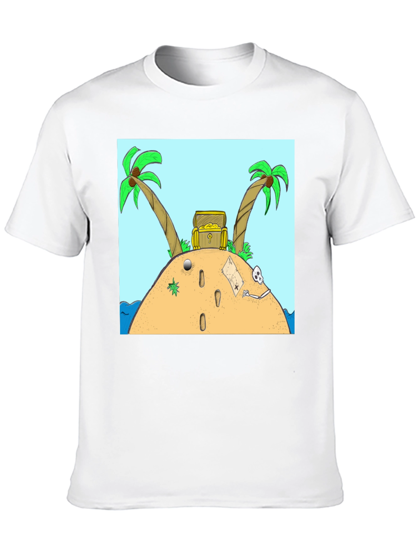 Island Treasure Chest Graphic Tee - Black Cotton Blend