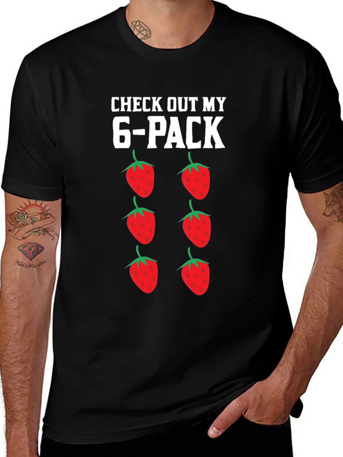 Funny Strawberry 6-Pack Graphic T-Shirt