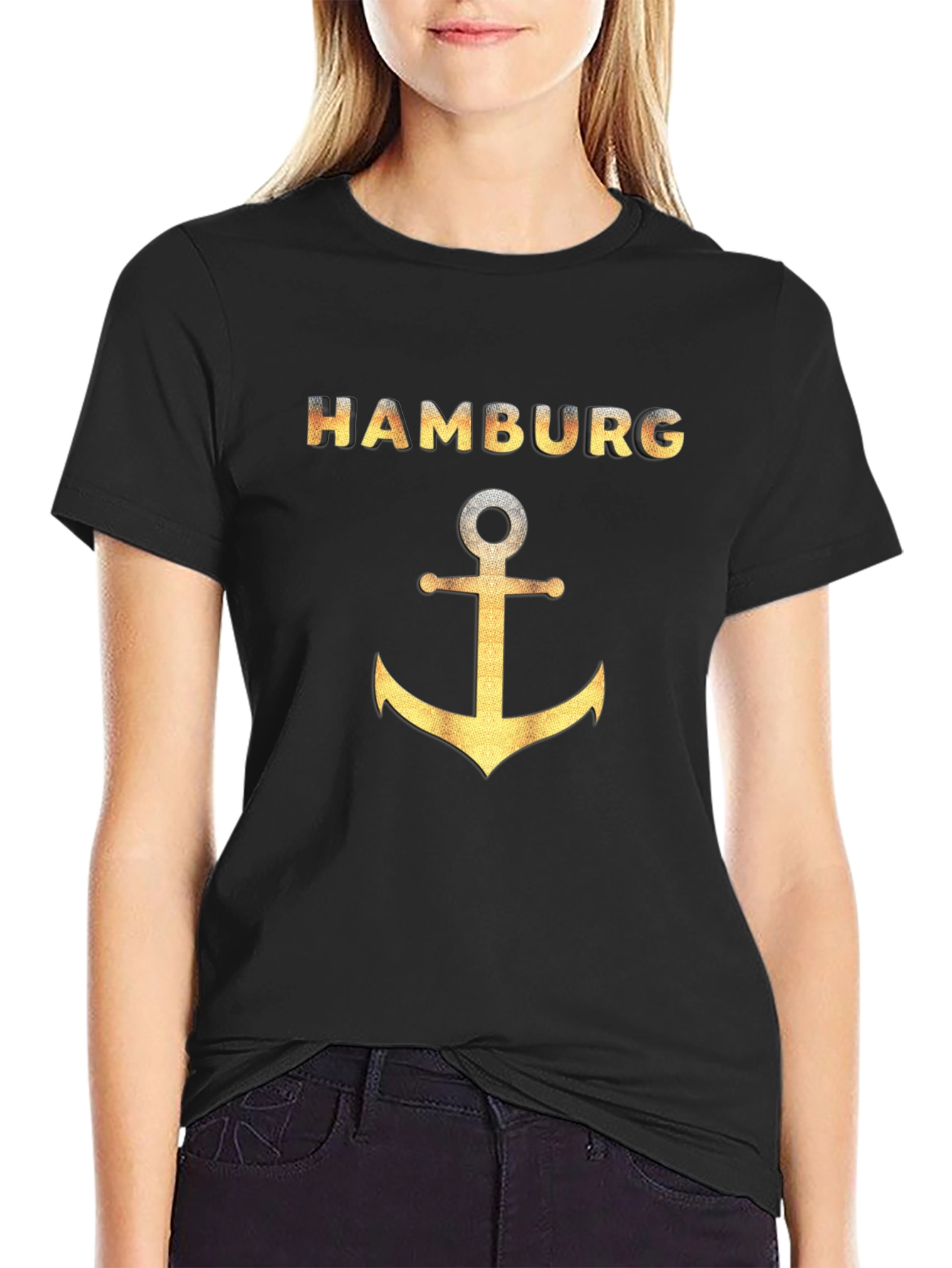 Hamburg Anchor T-Shirt - Gold Graphic Tee