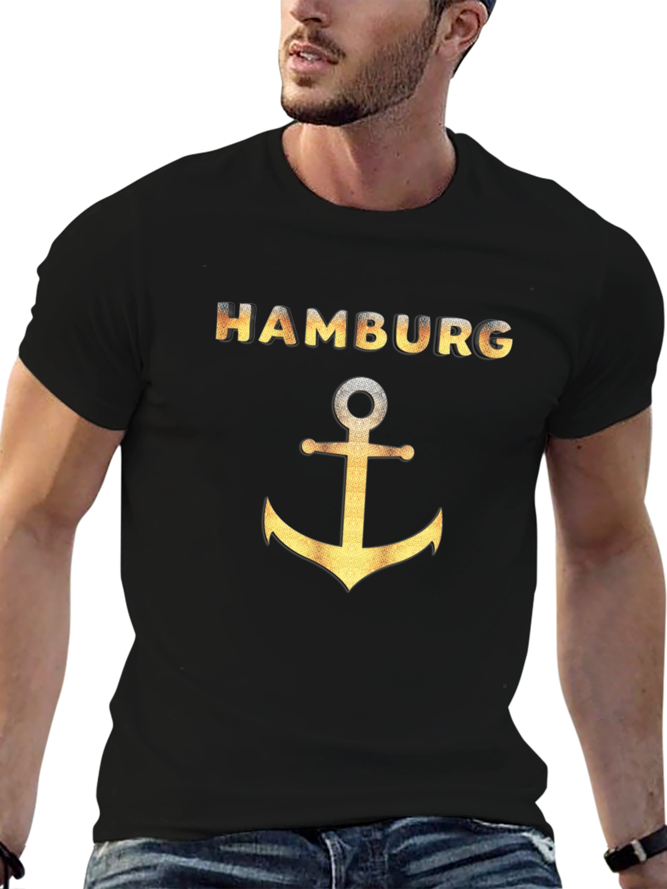 Hamburg Anchor T-Shirt - Gold Graphic Tee