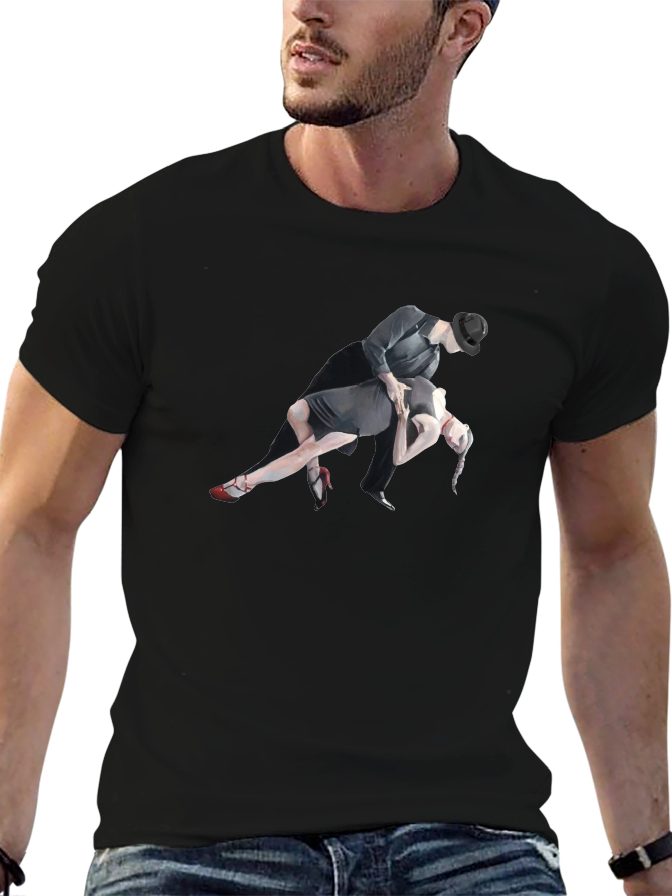 Tango Dance Graphic Tee - Stylish Black T-Shirt