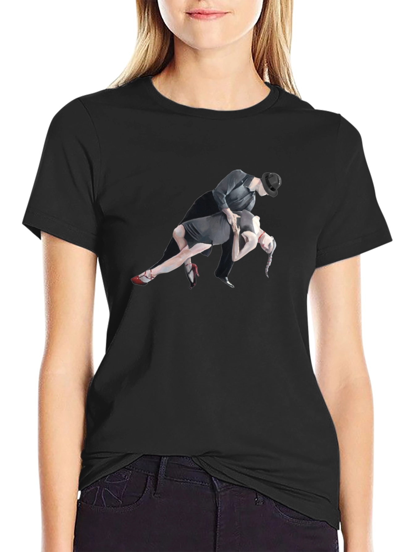 Tango Dance Graphic Tee - Stylish Black T-Shirt