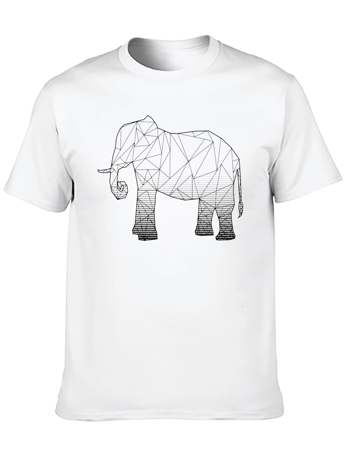 Geometric Elephant Graphic T-Shirt - Black