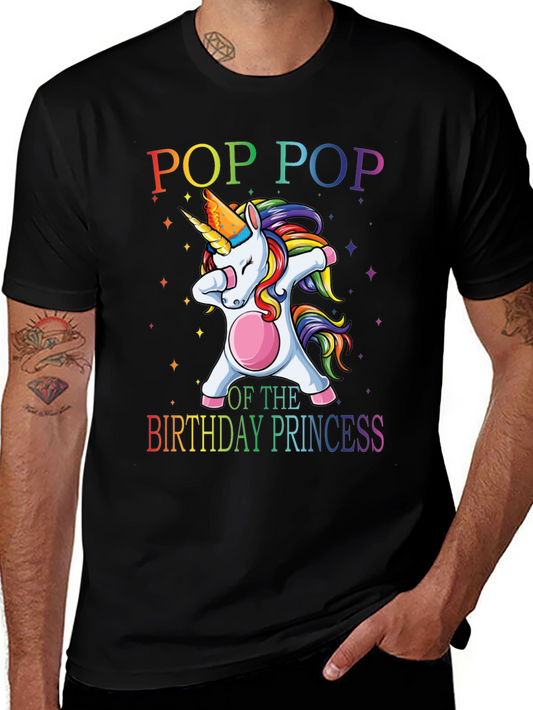 Pop Pop Birthday Princess Unicorn T-Shirt