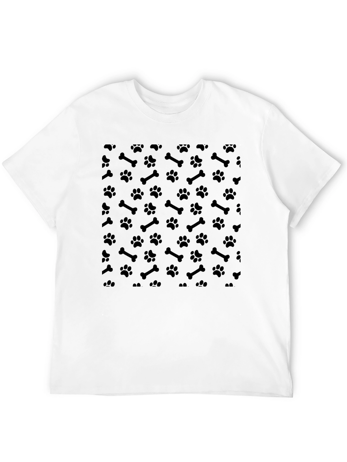Black Paw Print Pattern T-Shirt